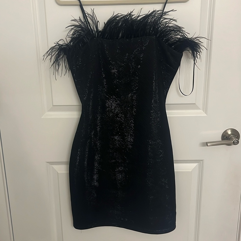 Black Sequin Mini Dress